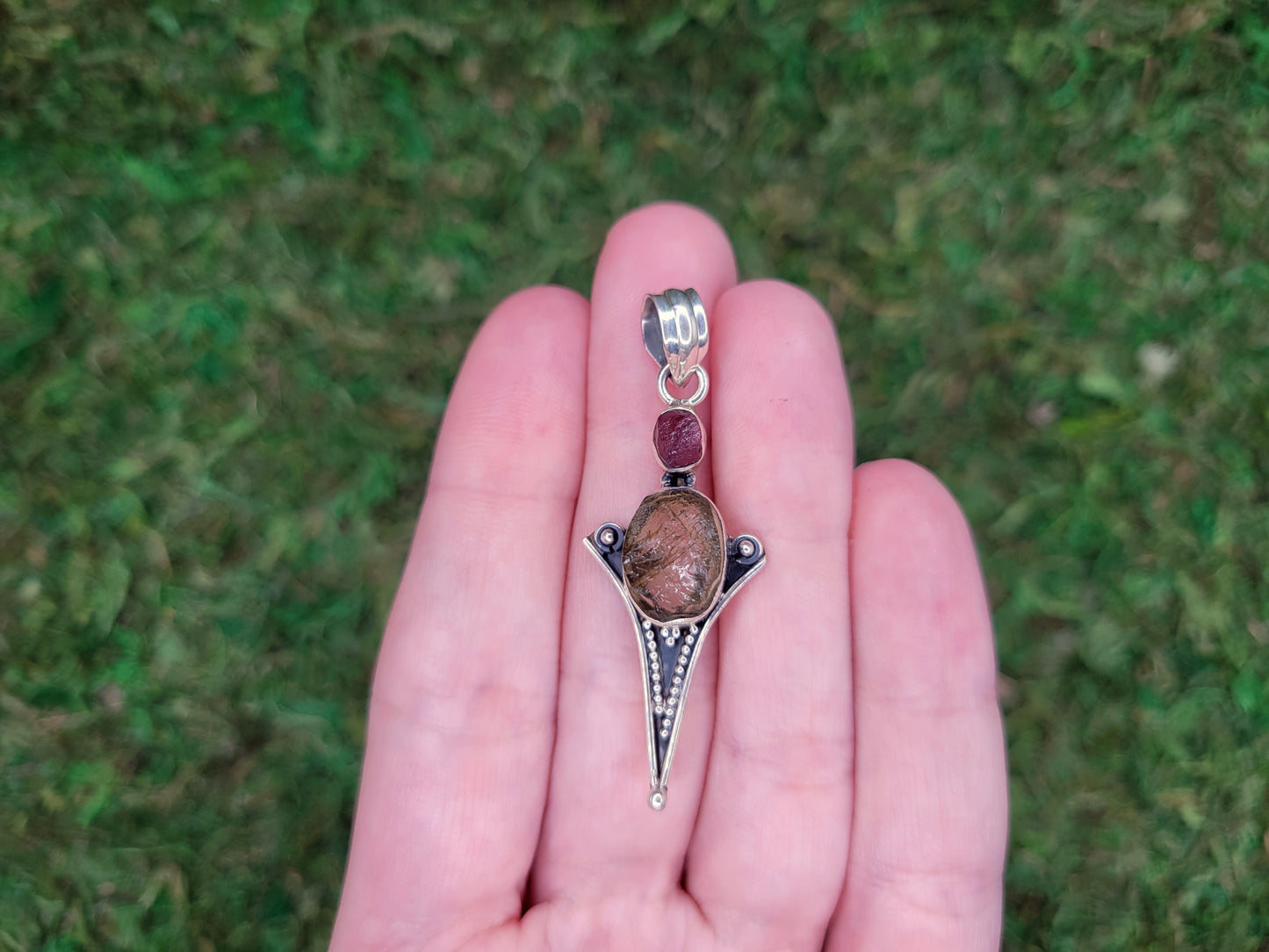 Yellow Scapolite & Pink Tourmaline Pendant