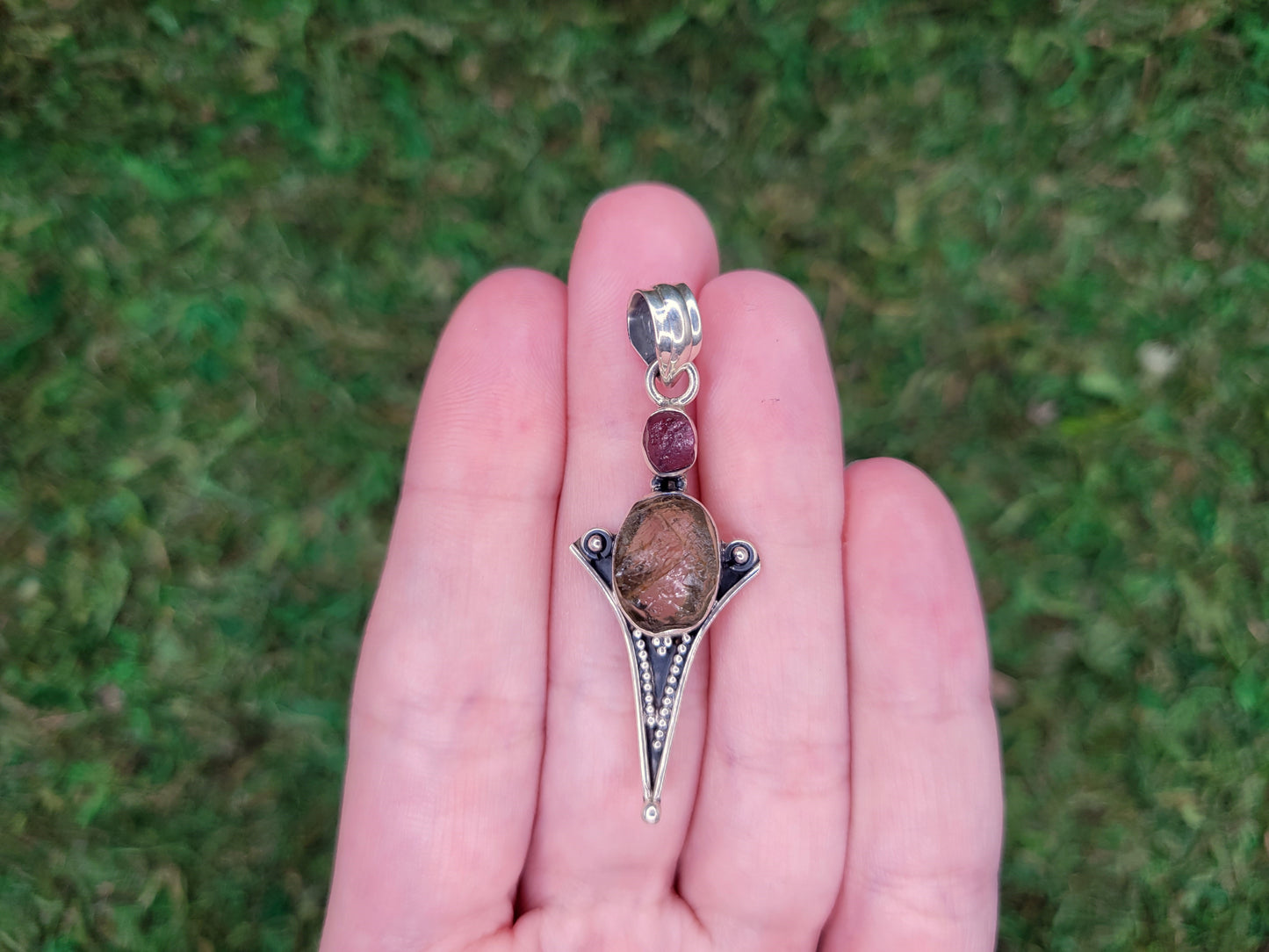 Yellow Scapolite & Pink Tourmaline Pendant