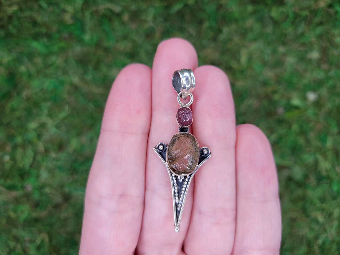 Yellow Scapolite & Pink Tourmaline Pendant