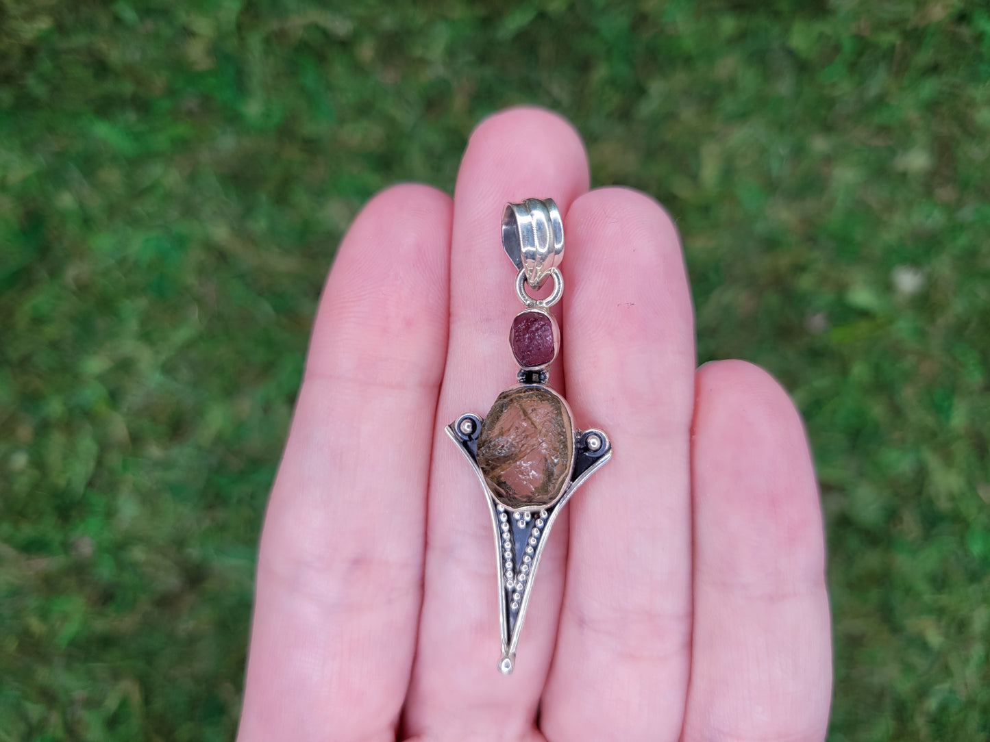 Yellow Scapolite & Pink Tourmaline Pendant