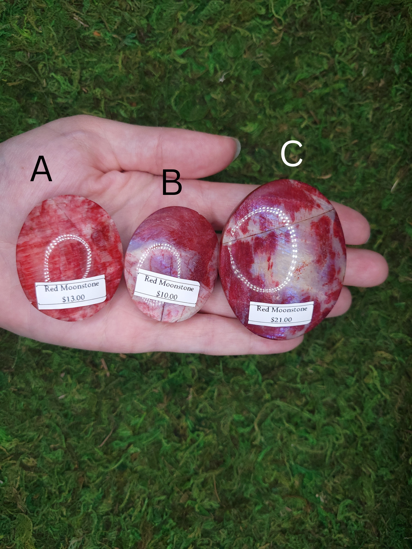 Red Moonstone Palm Stones
