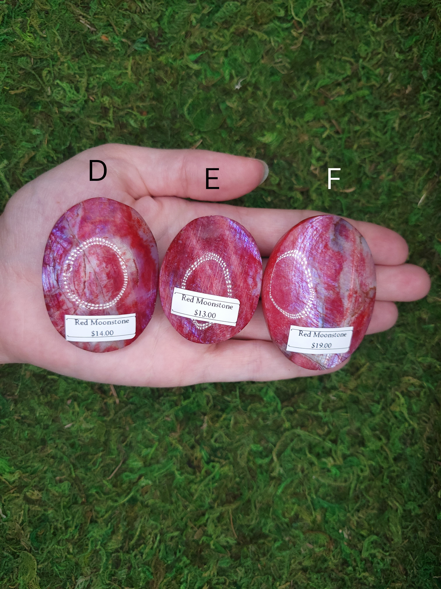 Red Moonstone Palm Stones