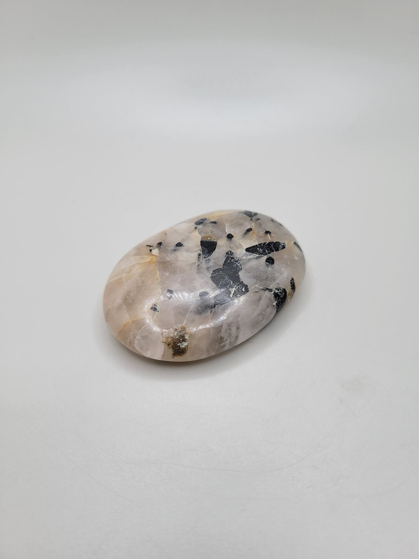 Tourmalinated Quartz Palm Stone