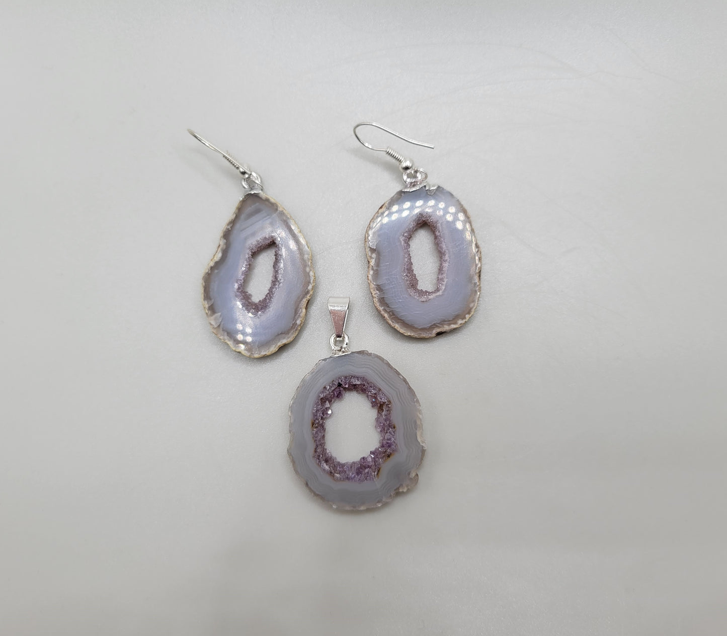 Agate Geode Slice Necklace & Earring Set