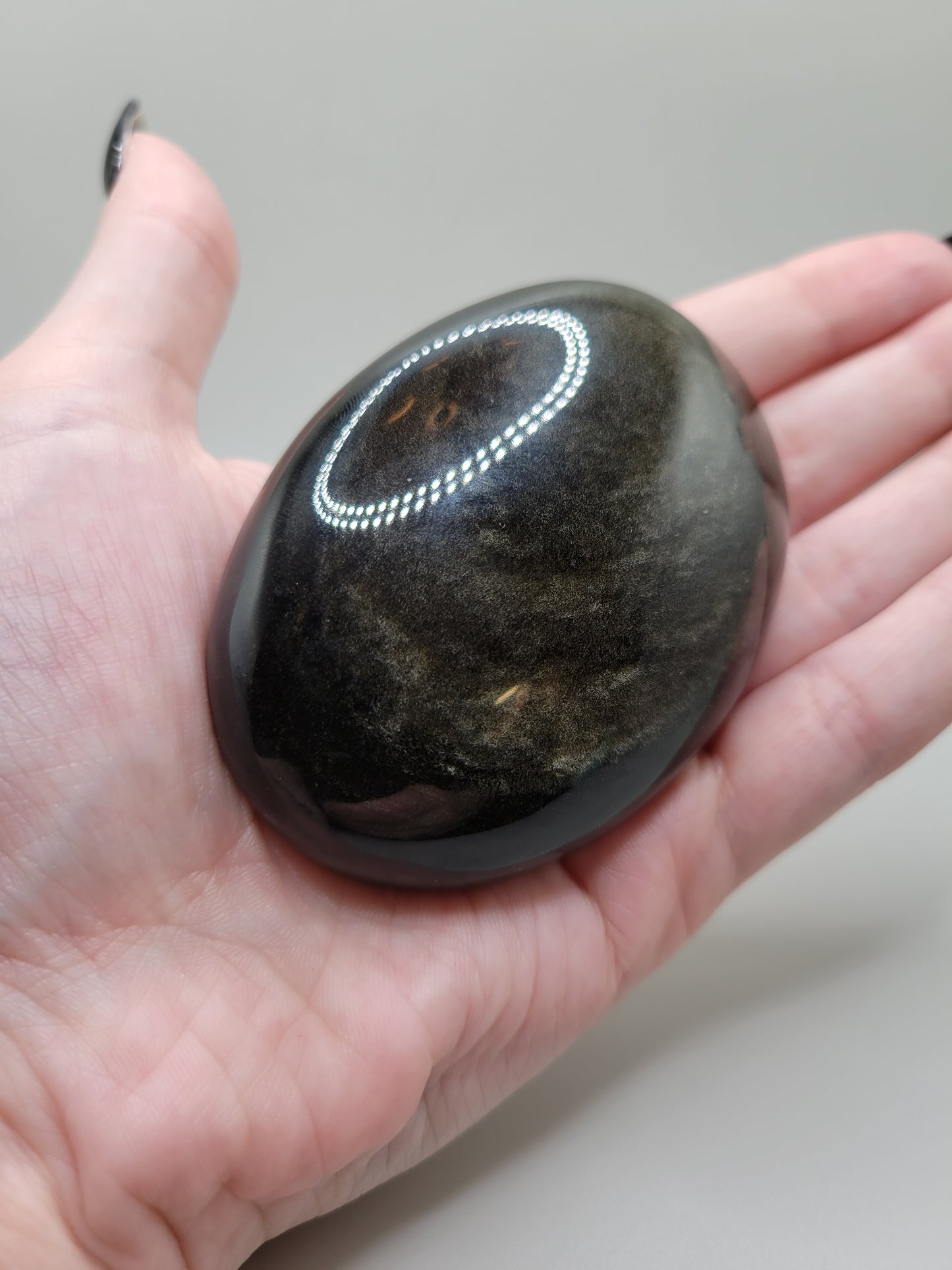 Gold Sheen Obsidian Palm Stone