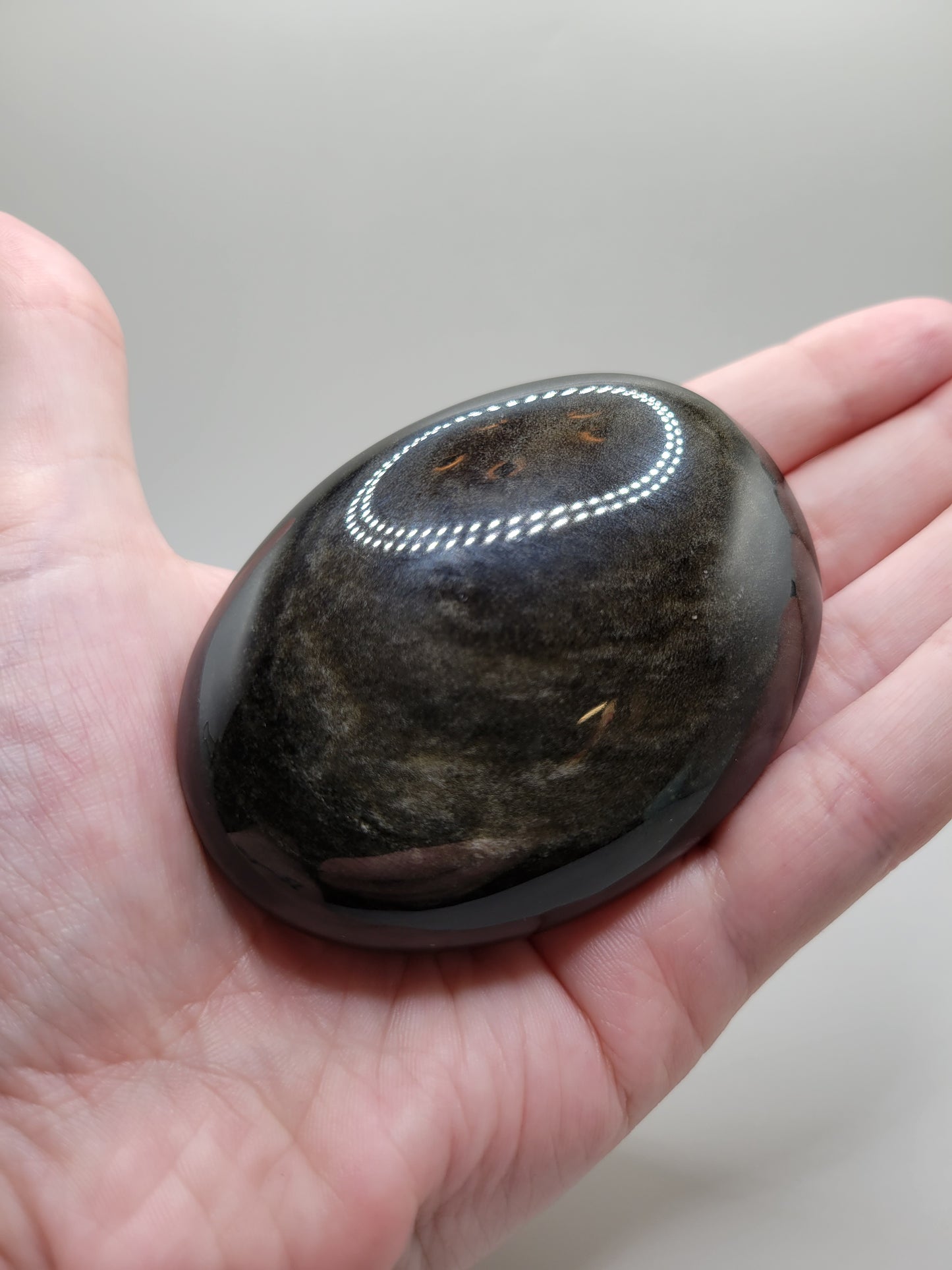 Gold Sheen Obsidian Palm Stone