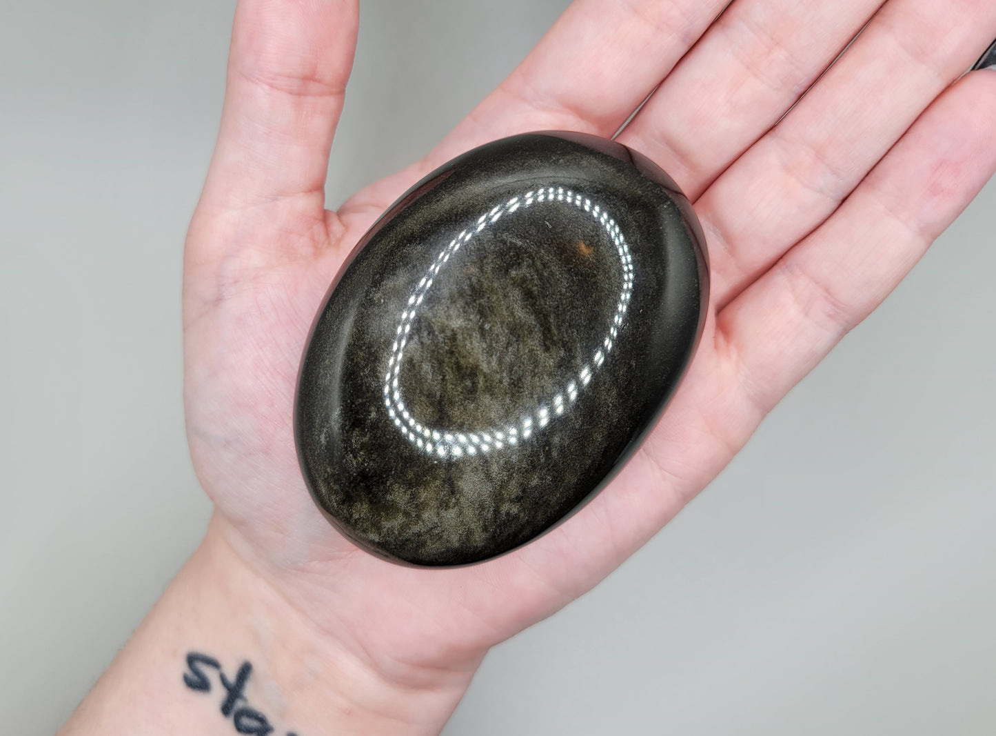Gold Sheen Obsidian Palm Stone