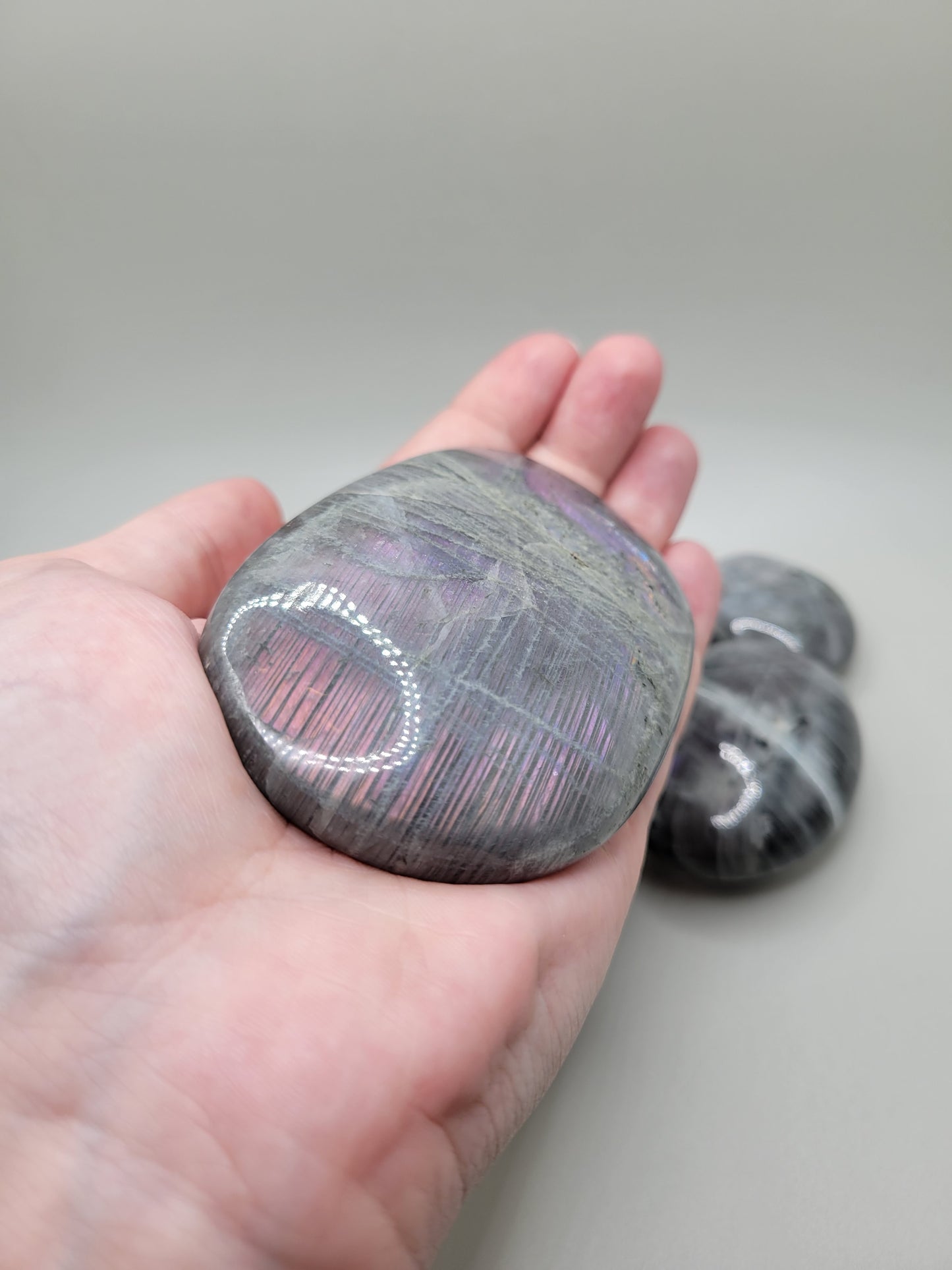 Labradorite Palm Stones - Purple & Orange Flash