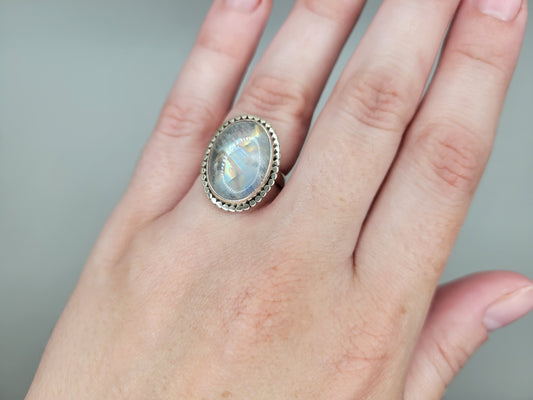 Rainbow Moonstone Ring
