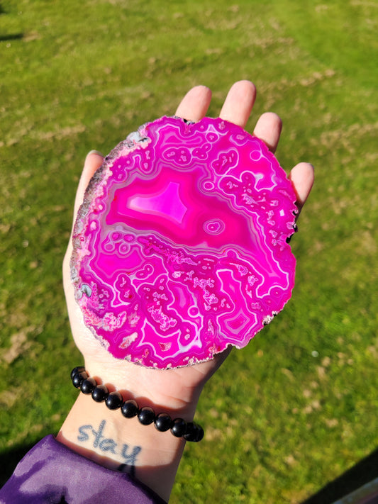 Dyed Pink Agate Slice