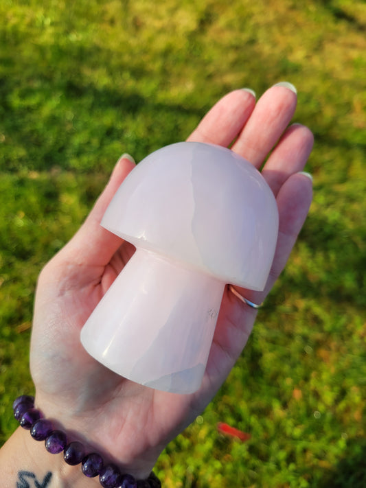 Pink Mangano Calcite Mushroom