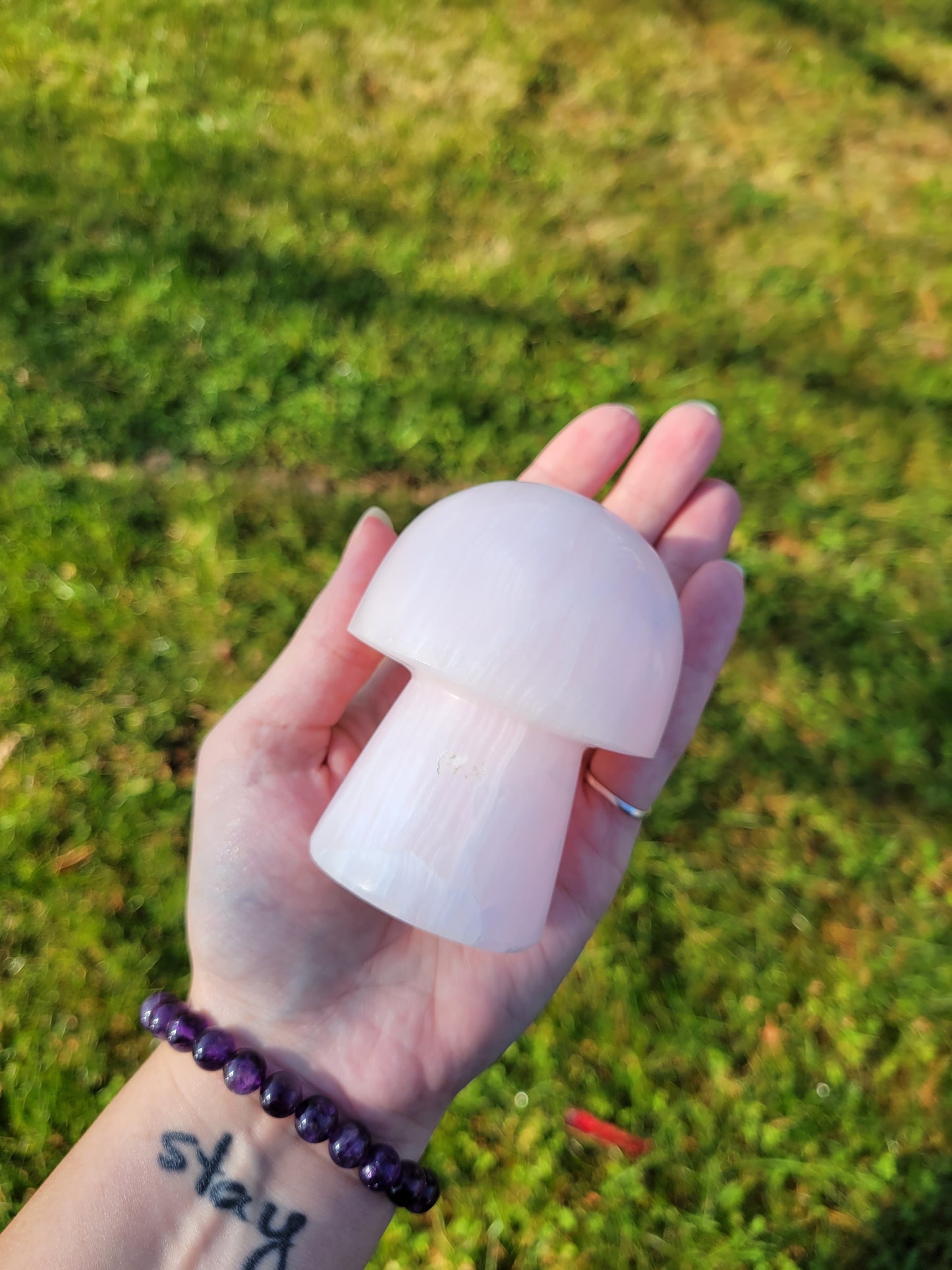 Pink Mangano Calcite Mushroom