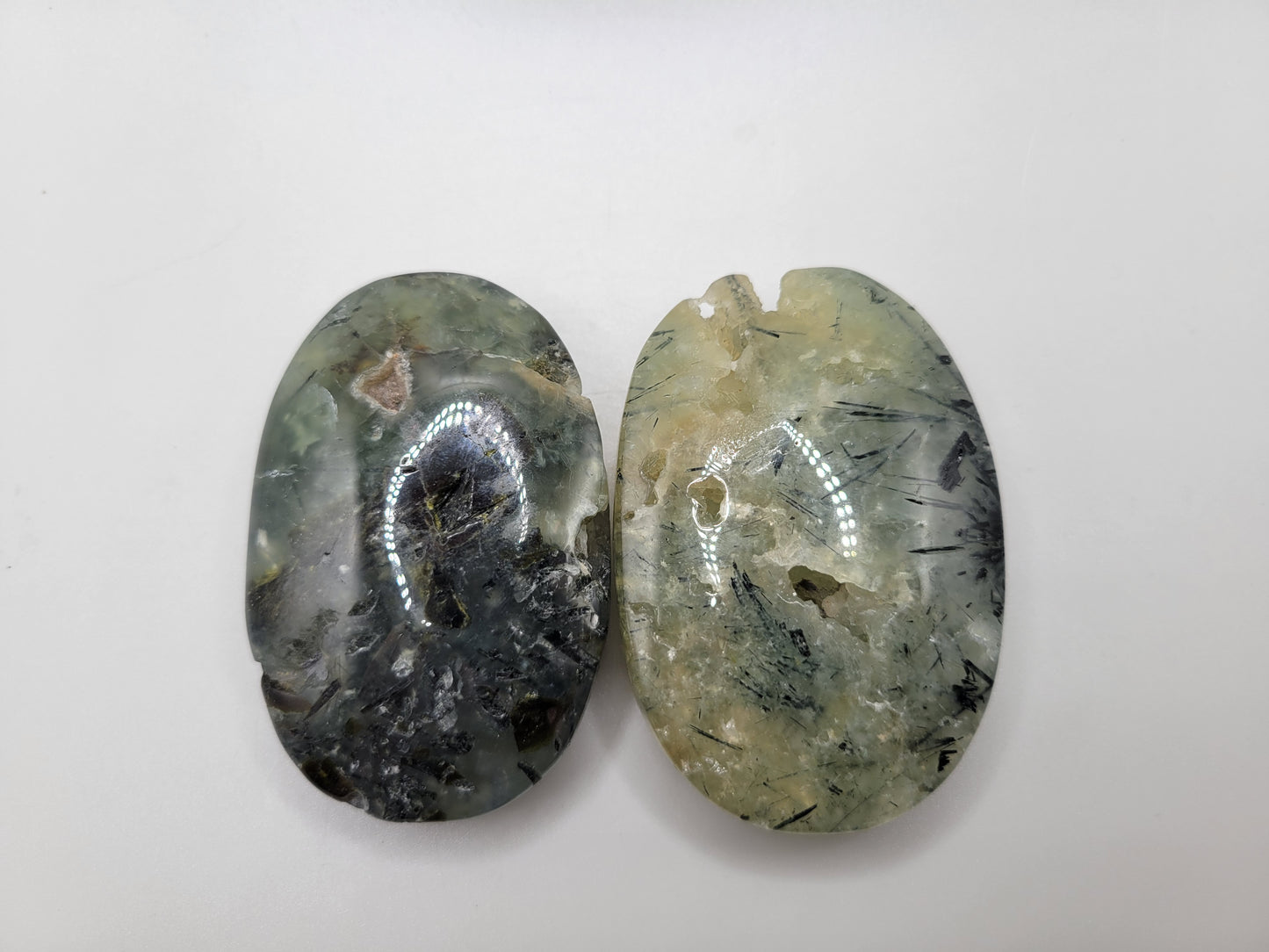 Prehnite with Epidote Palm Stones