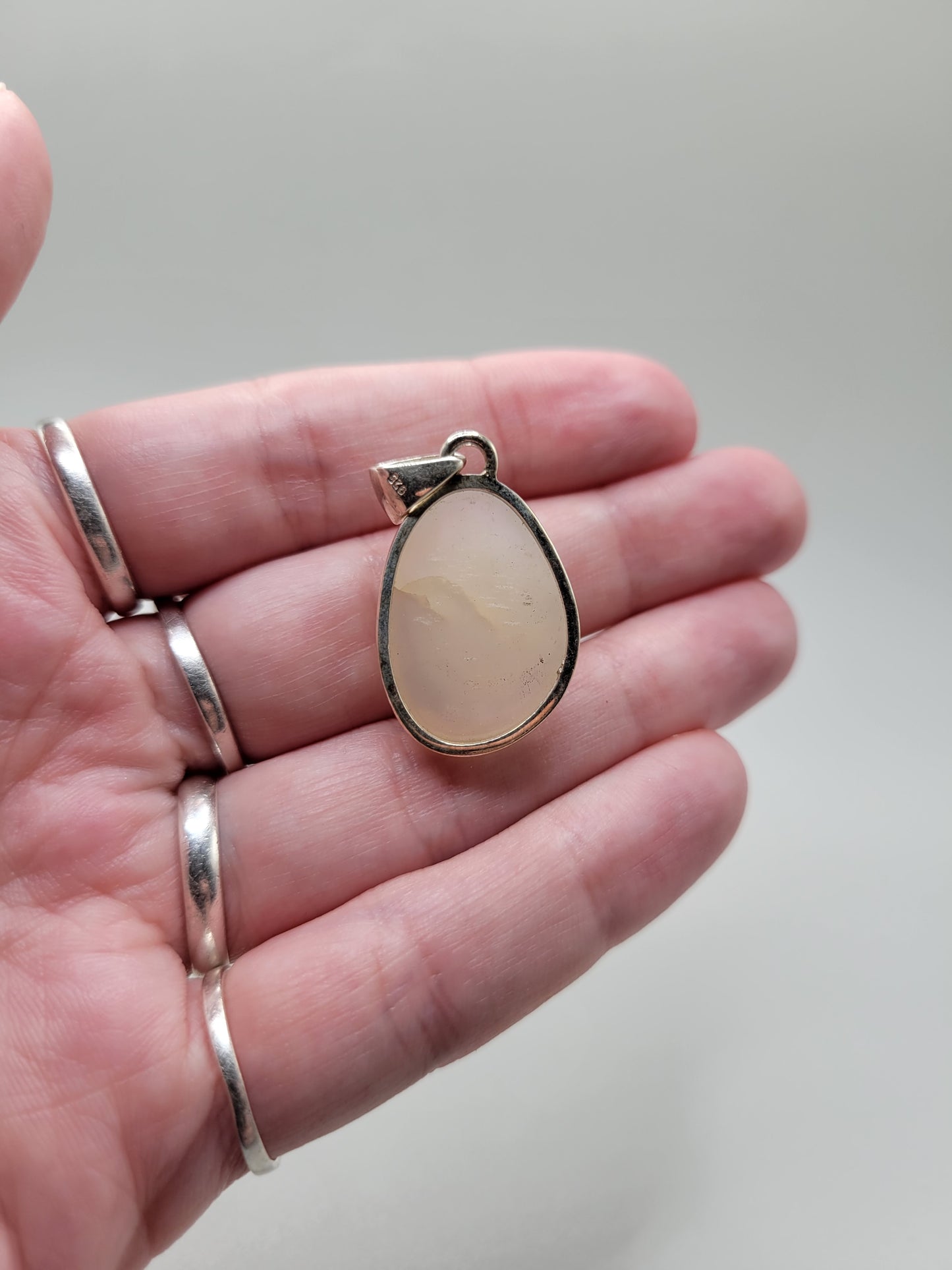 White Agate Drusy Pendant
