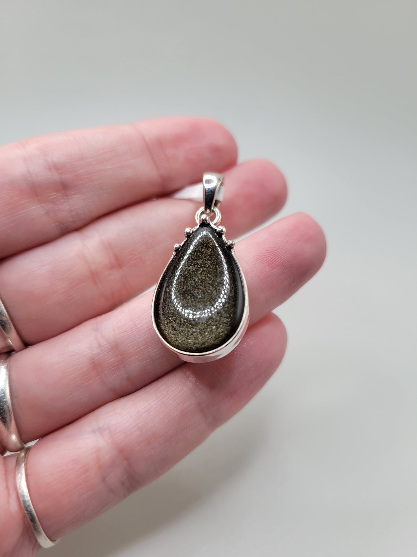 Gold Sheen Obsidian Pendant