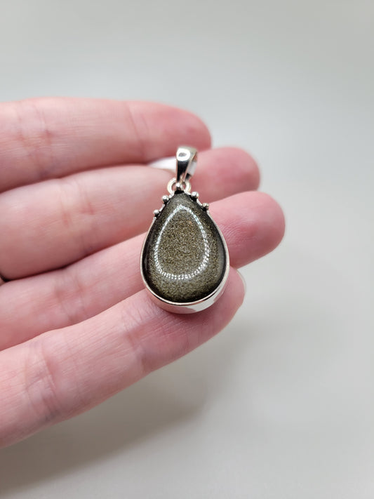 Gold Sheen Obsidian Pendant