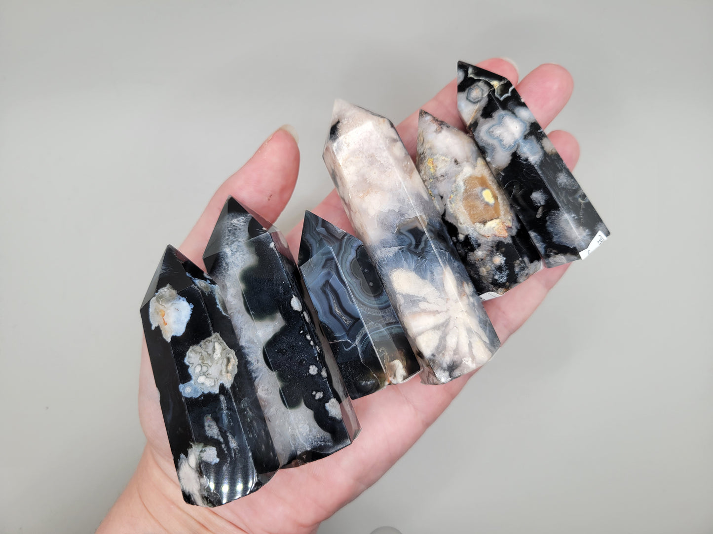 Black Flower Agate Towers