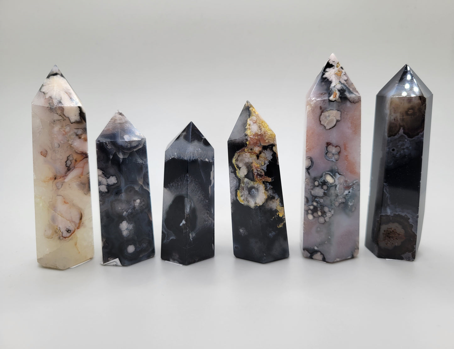 Black Flower Agate Towers