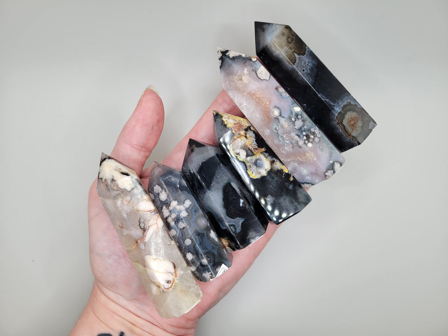 Black Flower Agate Towers
