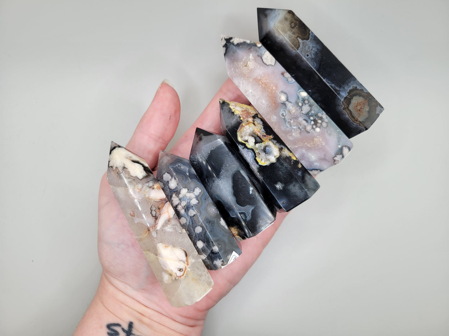 Black Flower Agate Towers