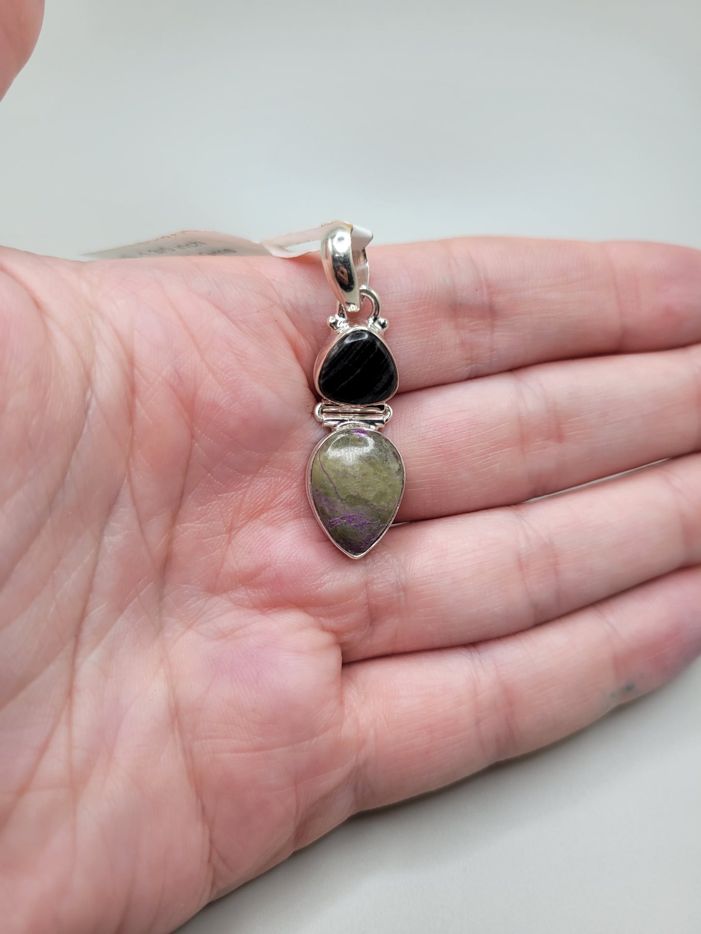 Purpurite & Silver Leaf Jasper Pendant