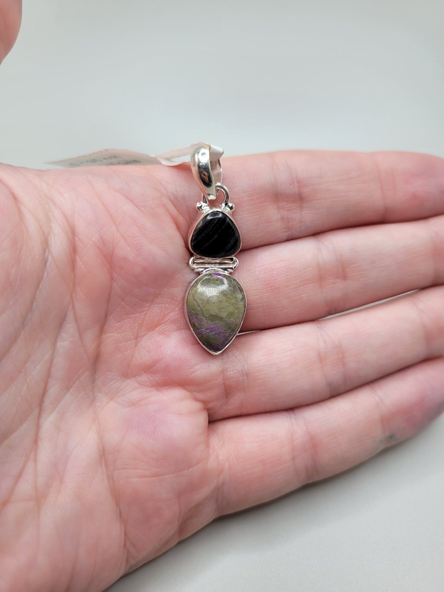 Purpurite & Silver Leaf Jasper Pendant