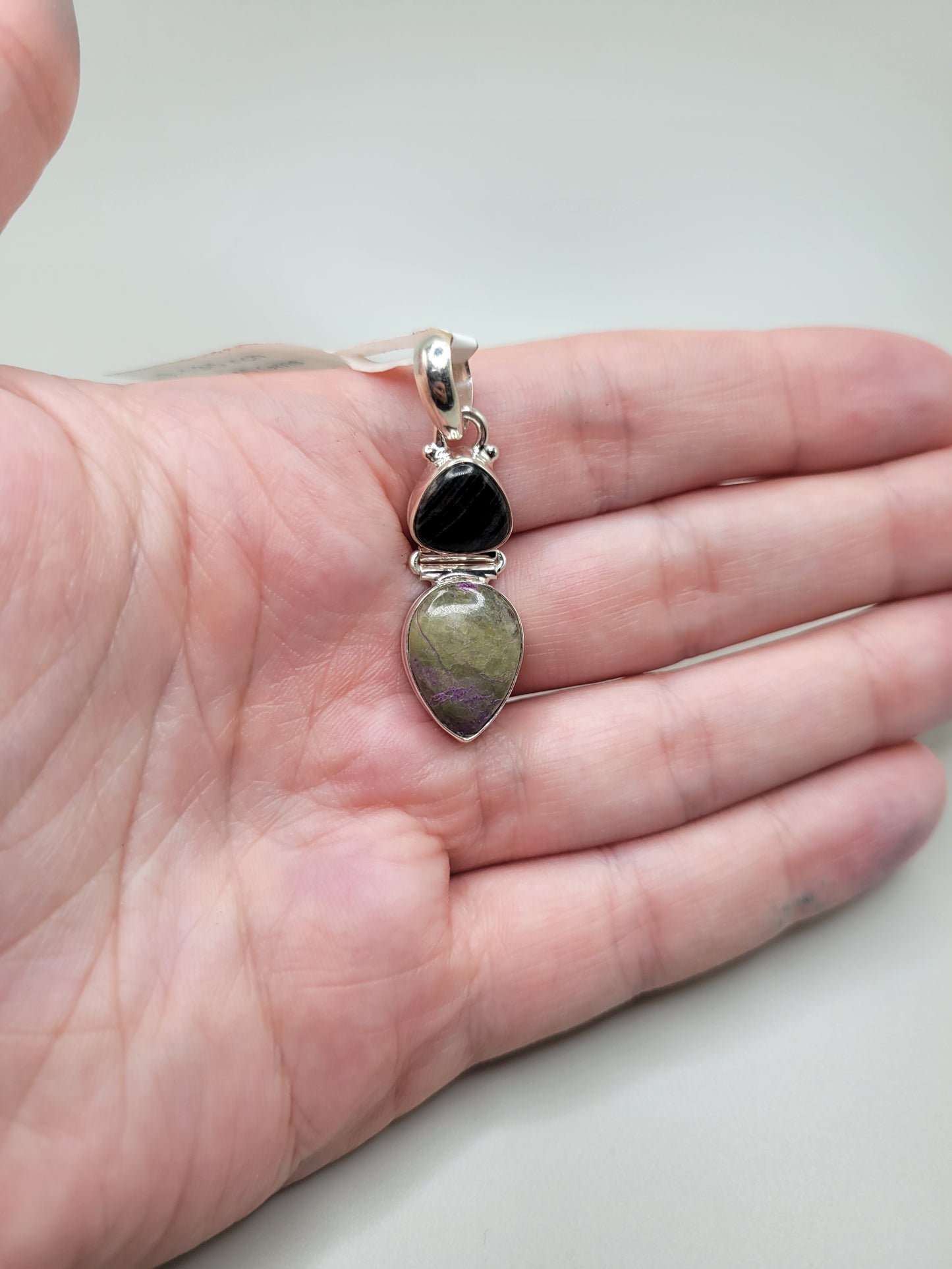 Purpurite & Silver Leaf Jasper Pendant