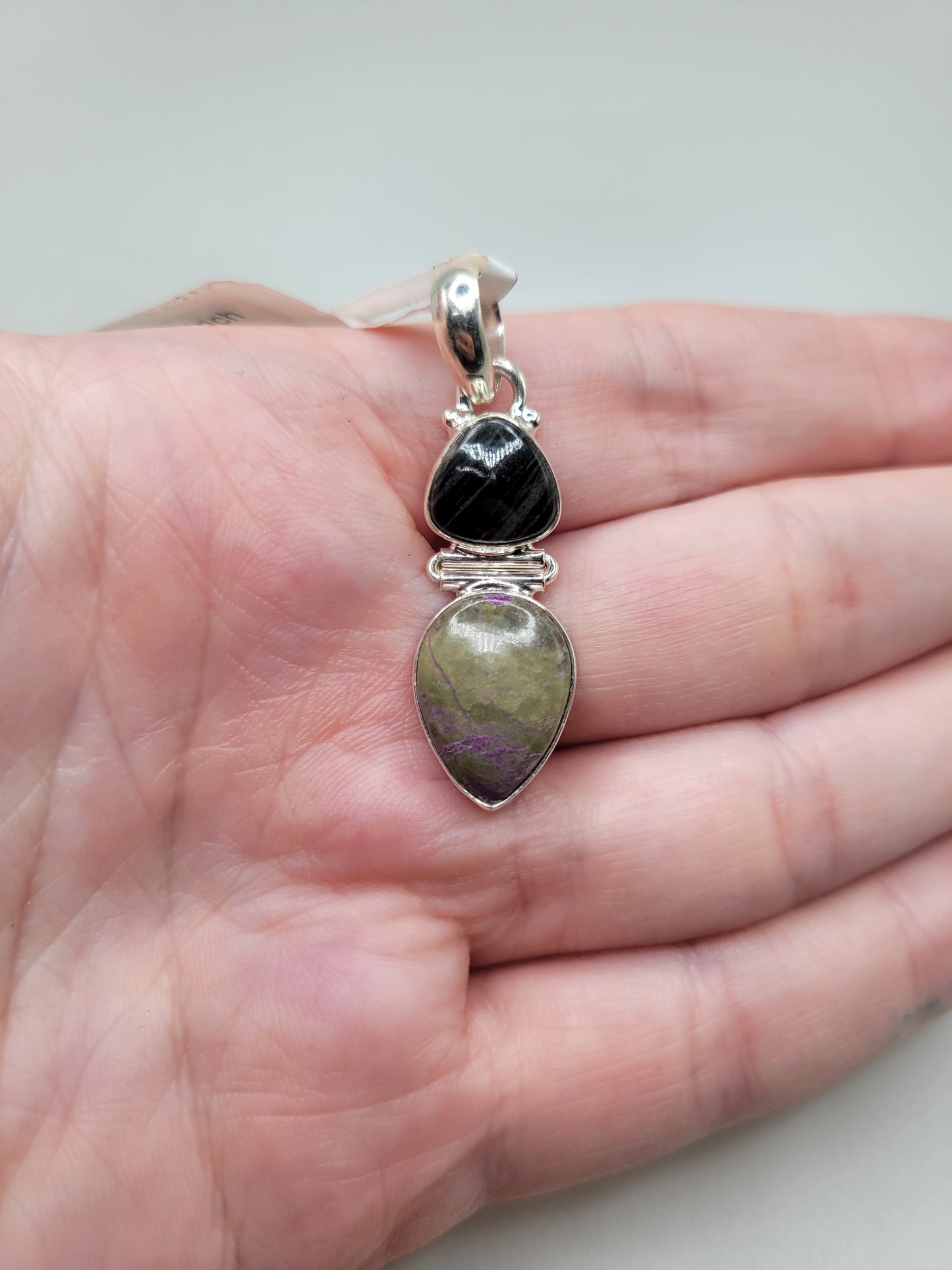 Purpurite & Silver Leaf Jasper Pendant