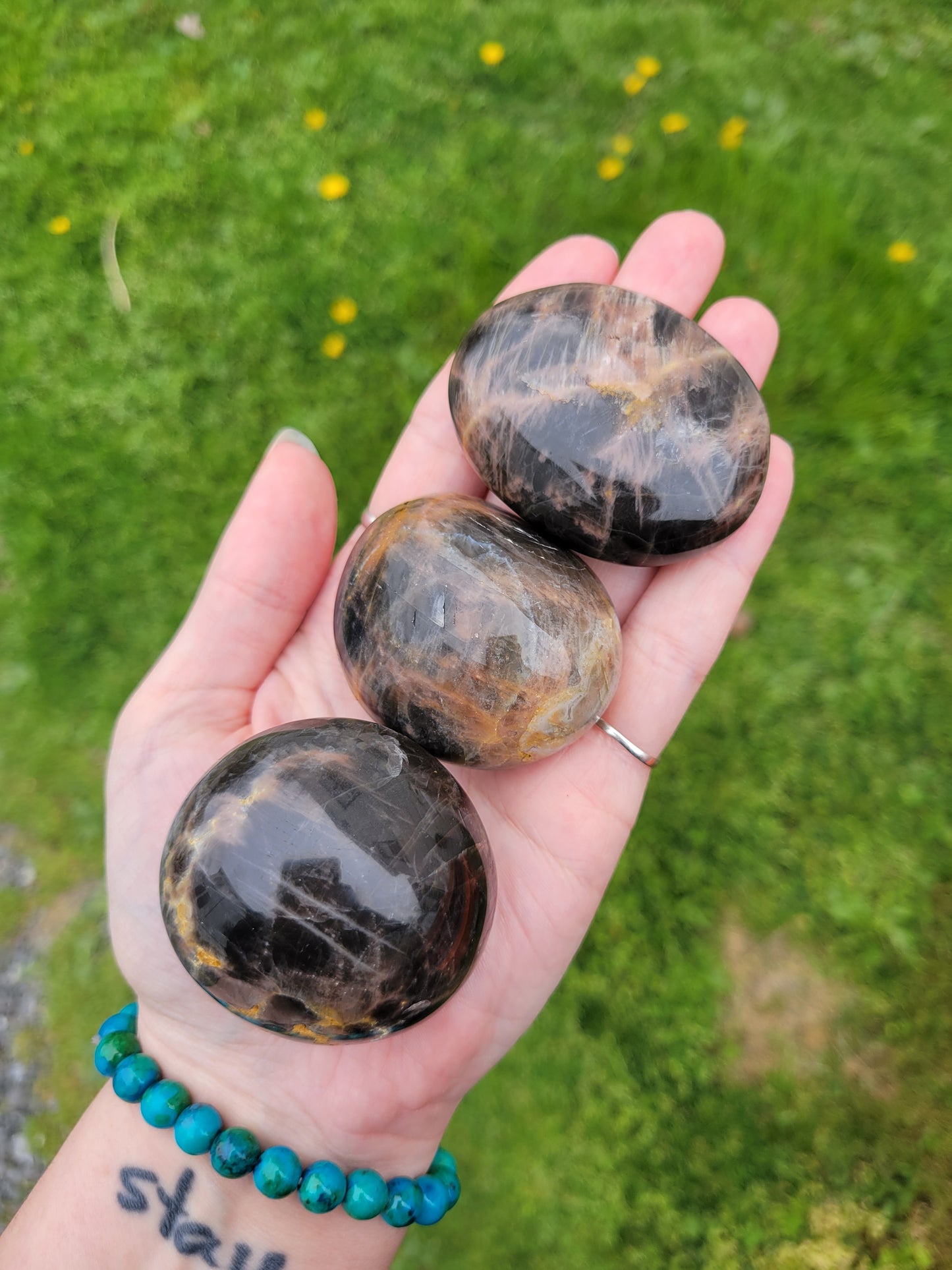 Black Moonstone Palm Stones
