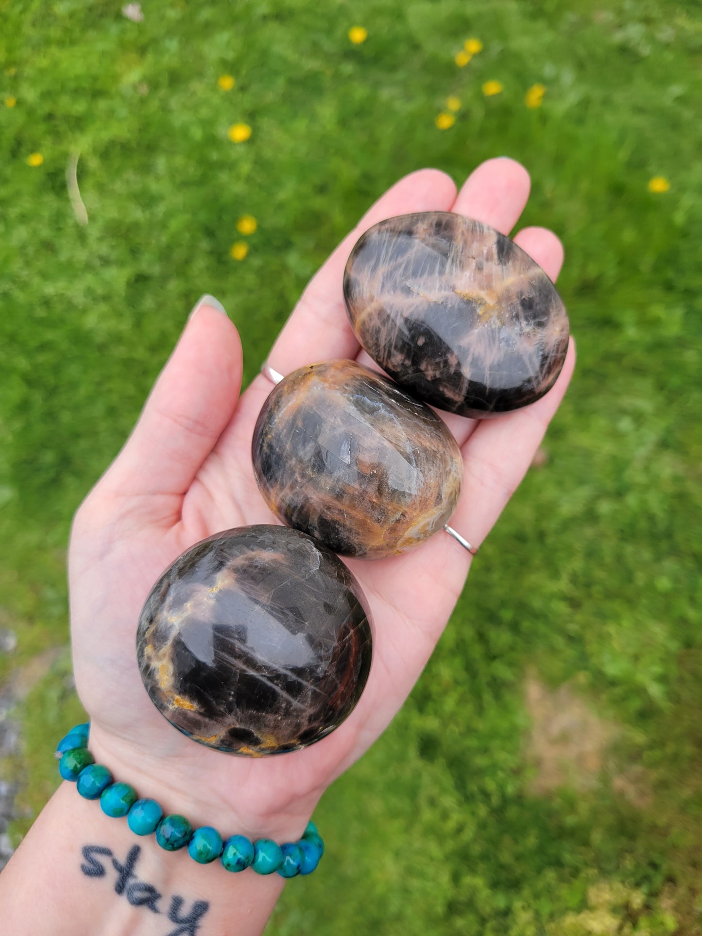 Black Moonstone Palm Stones