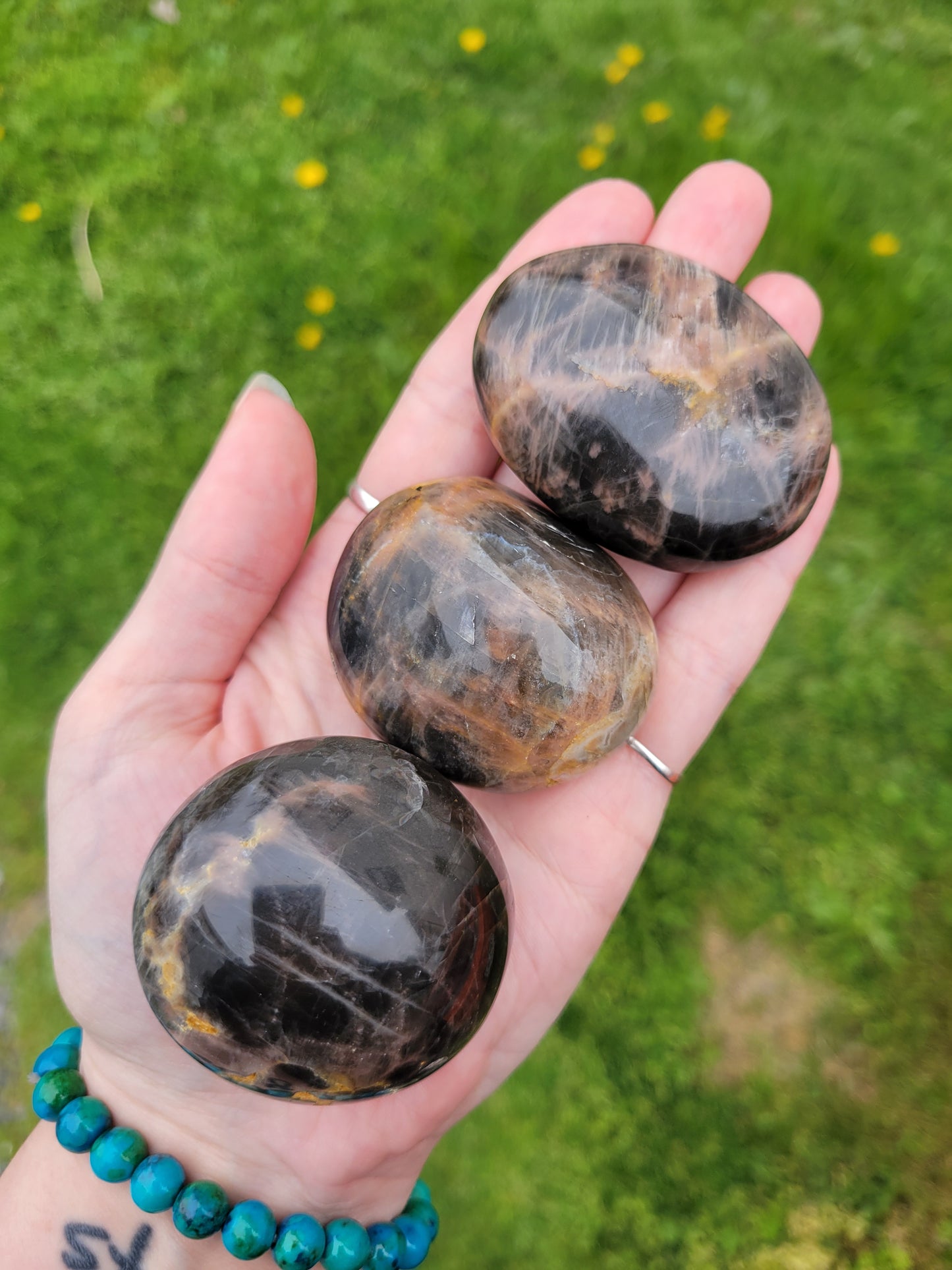 Black Moonstone Palm Stones