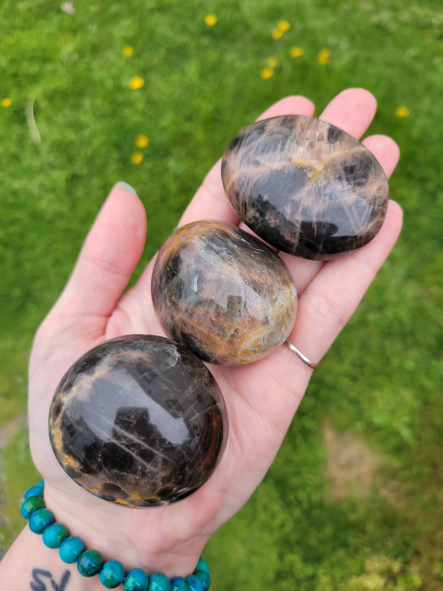 Black Moonstone Palm Stones