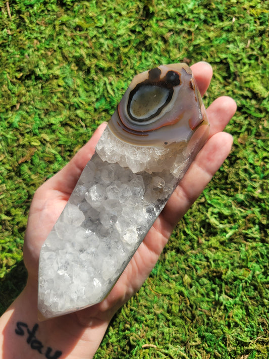 Double Terminated Agate Drusy Point
