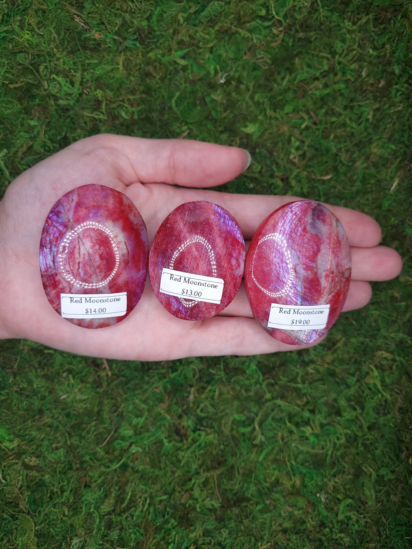 Red Moonstone Palm Stones