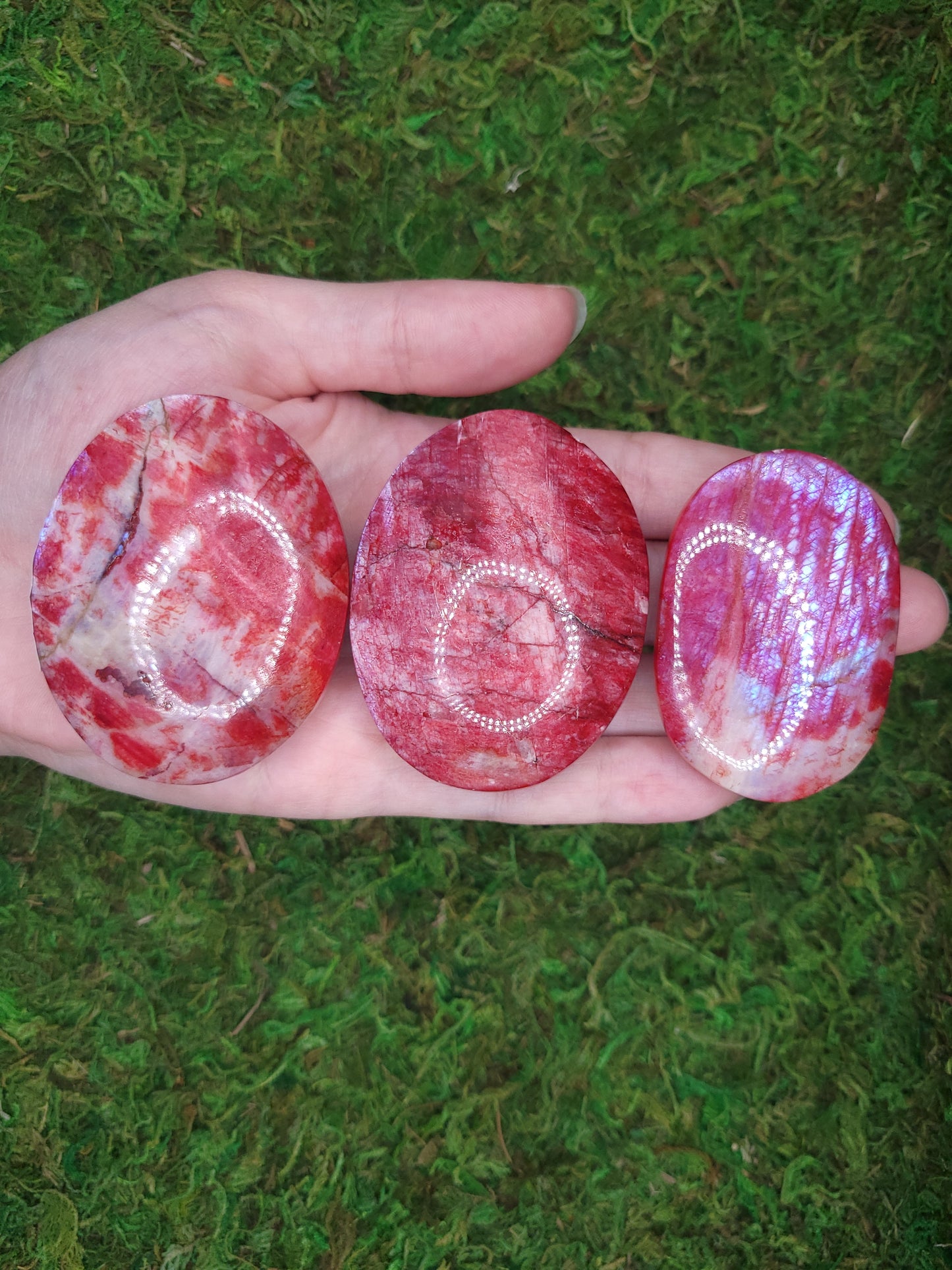 Red Moonstone Palm Stones