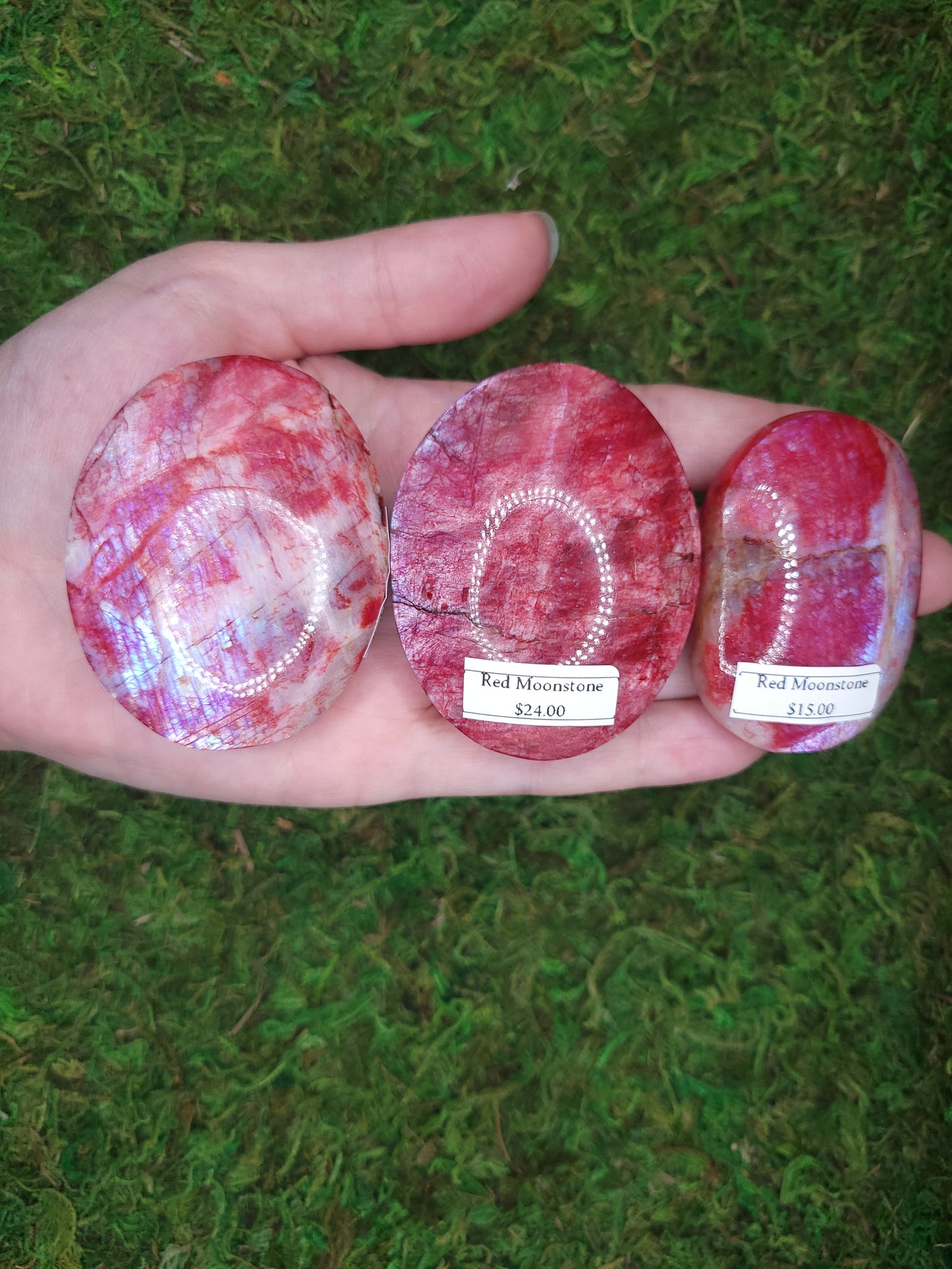 Red Moonstone Palm Stones