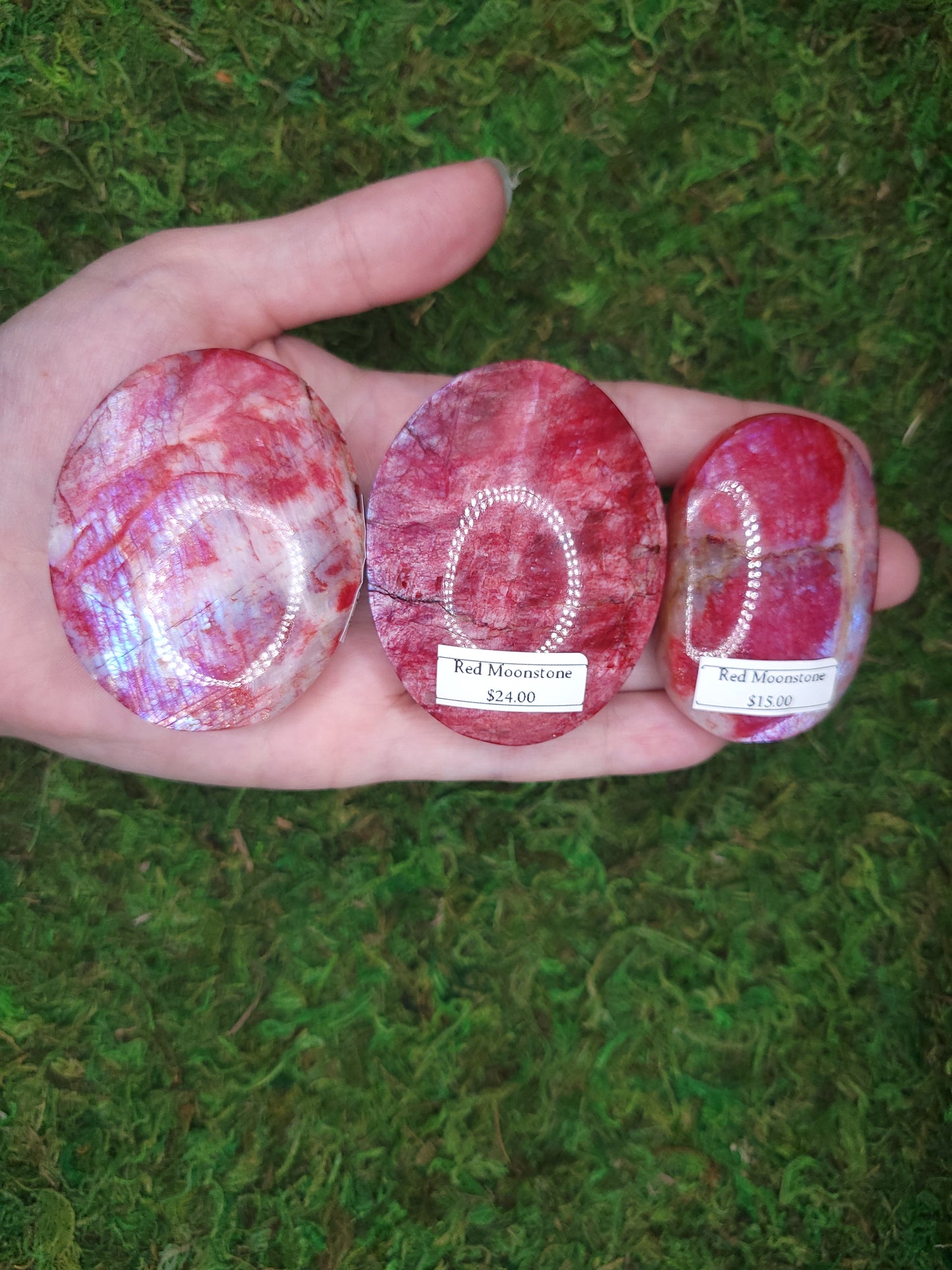 Red Moonstone Palm Stones