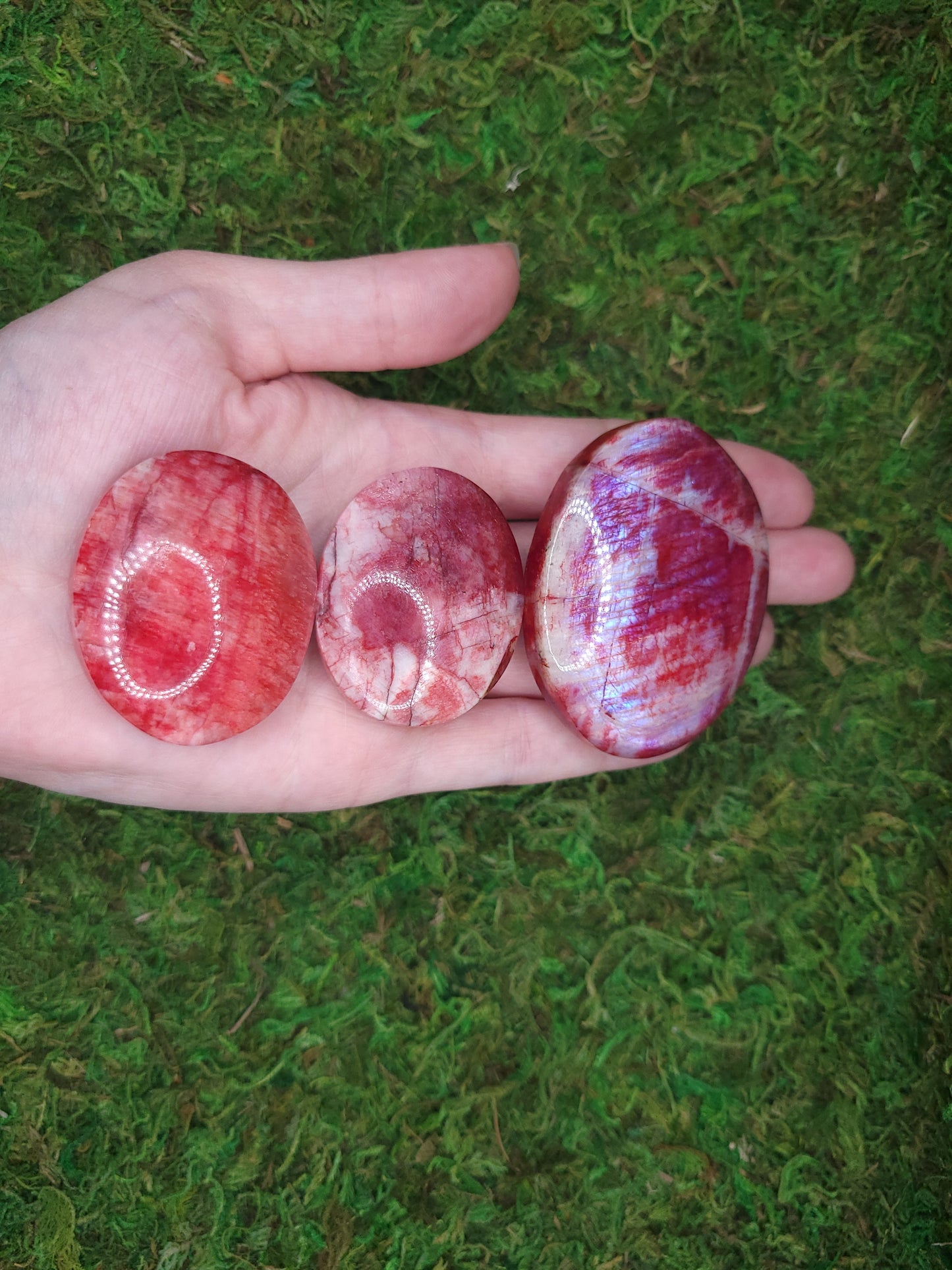 Red Moonstone Palm Stones