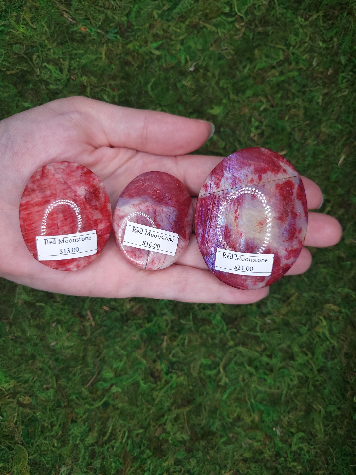 Red Moonstone Palm Stones
