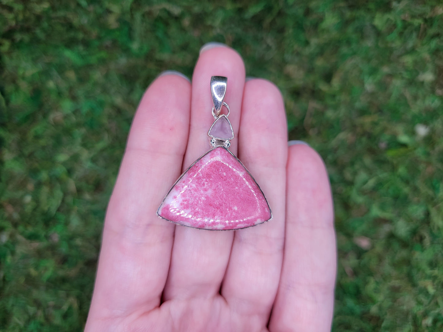 Pink Thulite & Rose Quartz Pendant