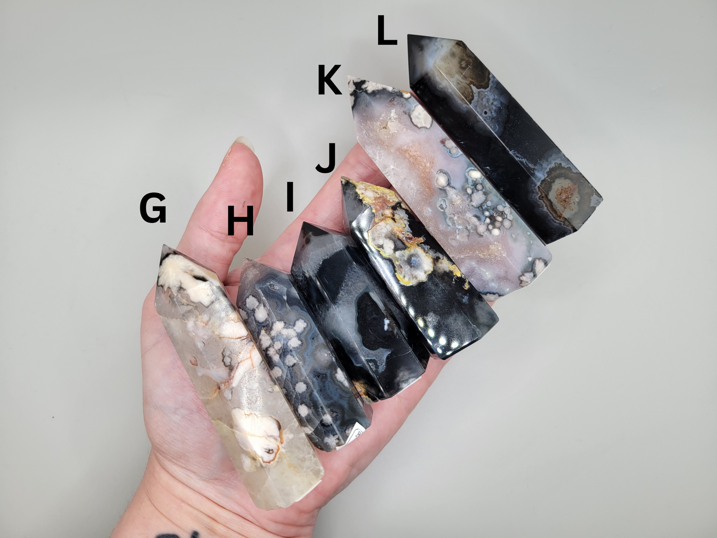 Black Flower Agate Towers