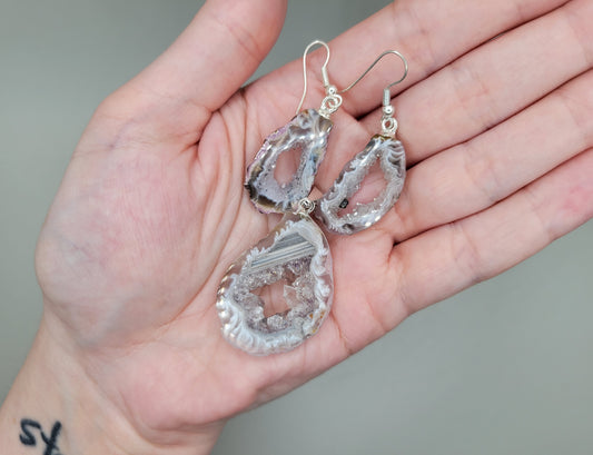 Agate Geode Slice Necklace & Earring Set